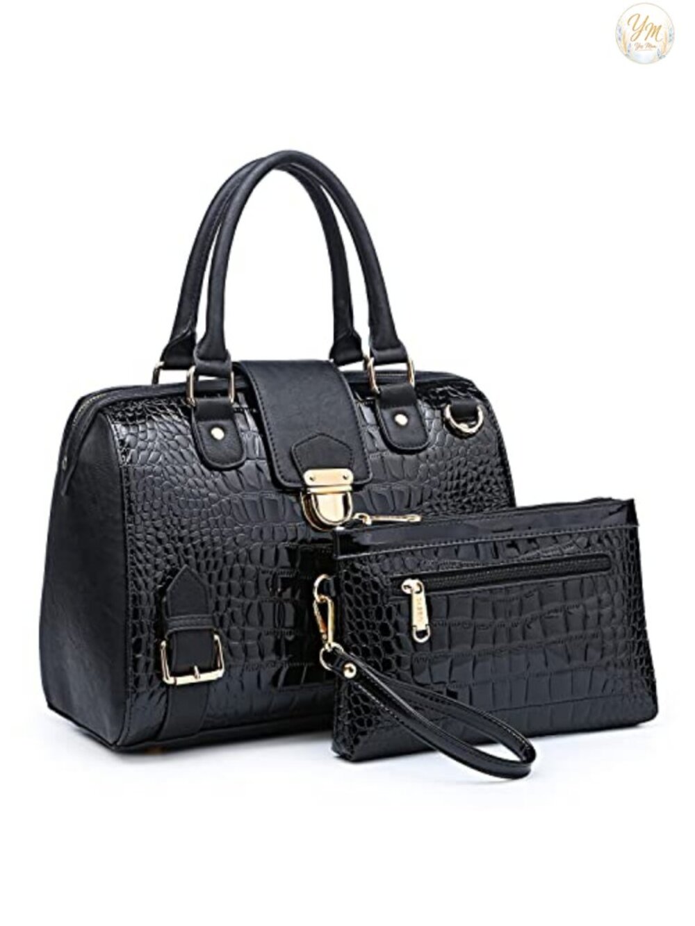 Vegan Leather Crocodile Satchel Purse Top Handle Work Tote Handbag